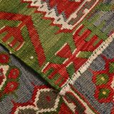 5x11 Kilim Red & Blue Geometric Vintage Rug, 168x342Cm