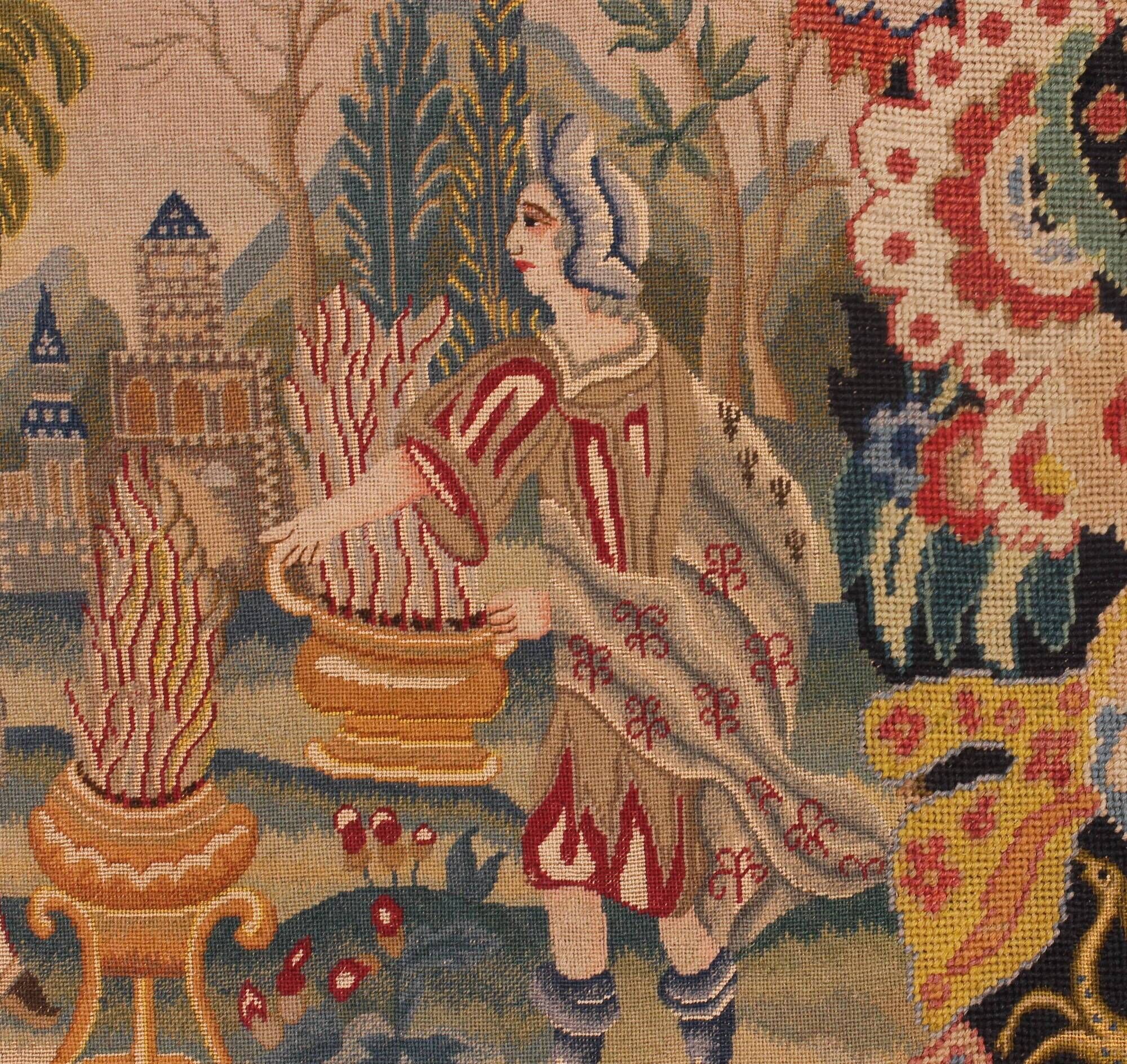 Brussels tapestry from the 19th century – Flowering greenery and gallant scene