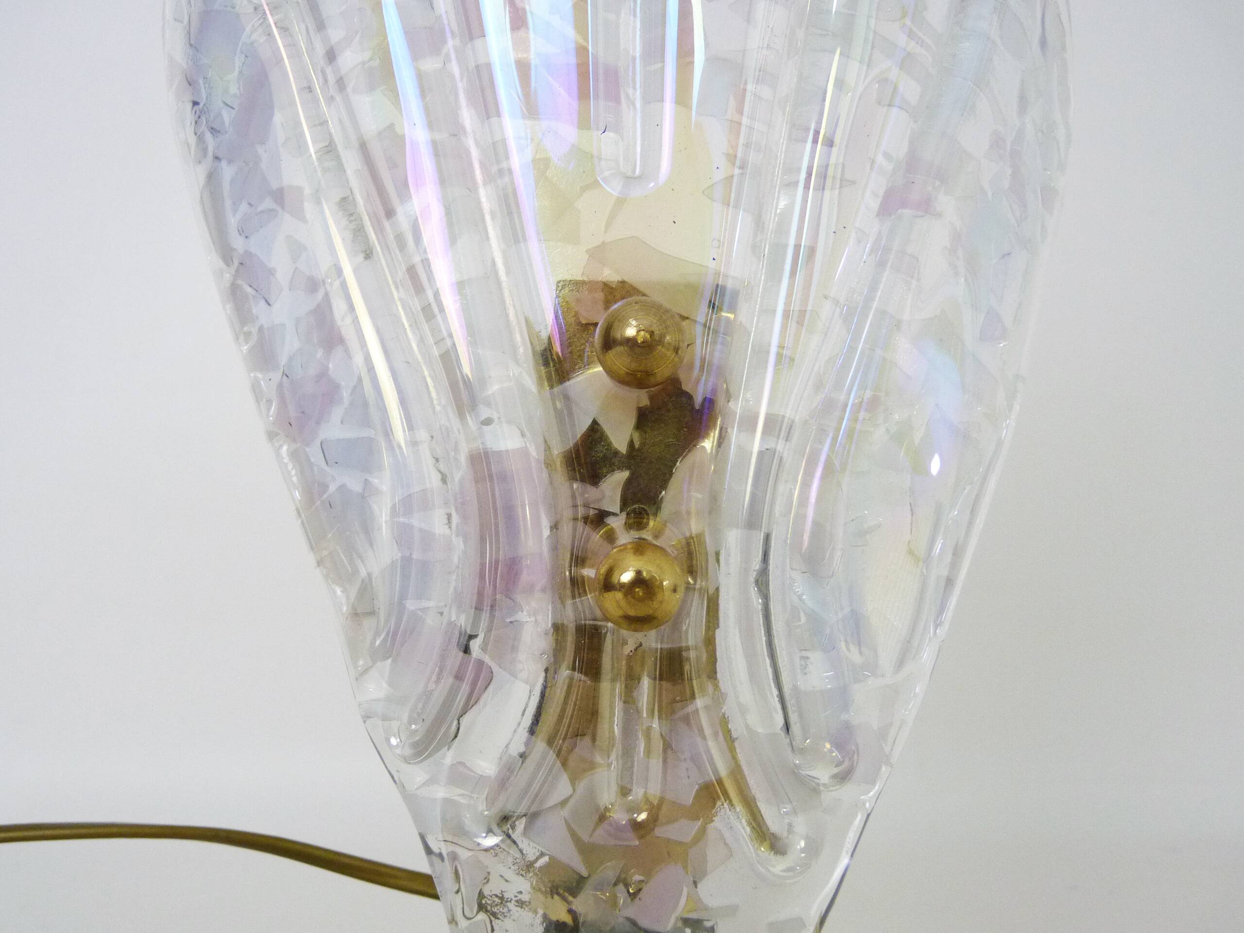 Foliage table lamp in glass and anthracite gray metal. 80 years