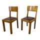 Pair of wooden and leather chairs