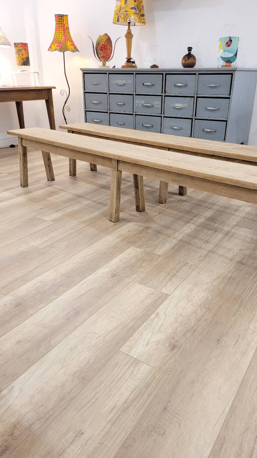 Two oak farm benches