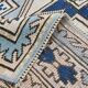 6x8 Vintage Rug İn Blue Tones, Turkish Wool Pattern Rug, 225x178 Cm