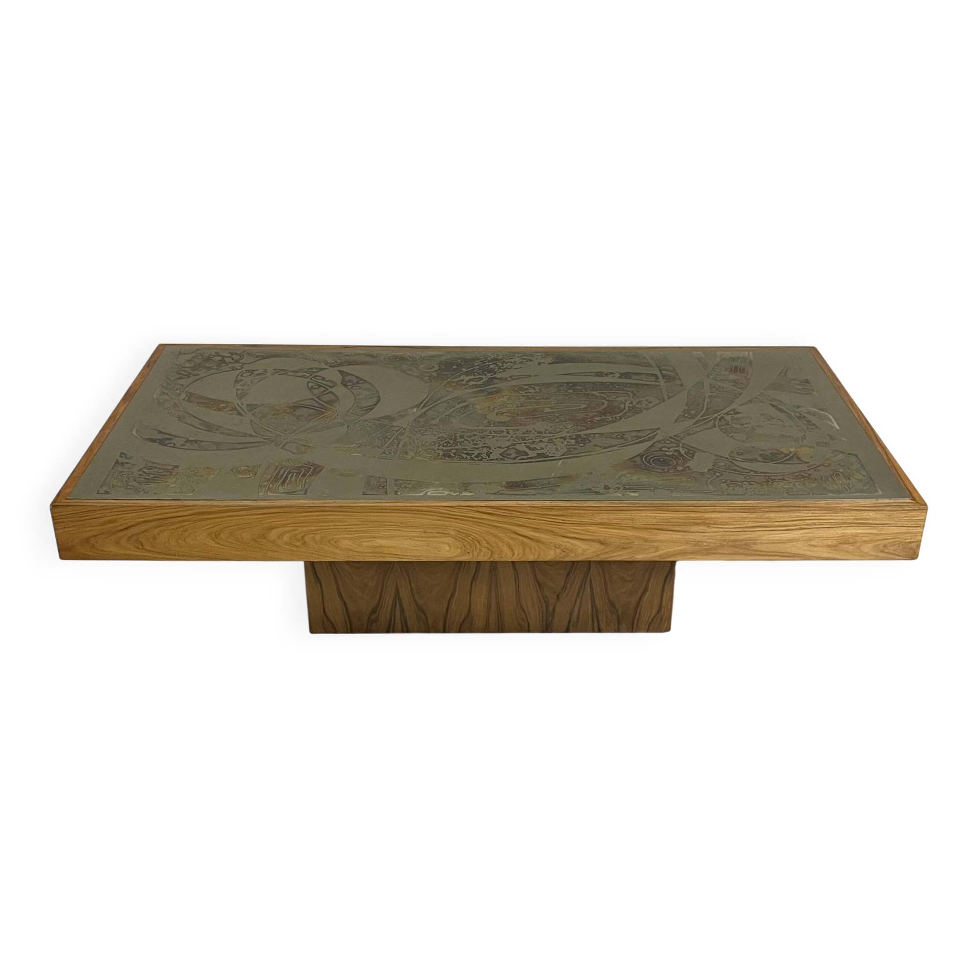 Large Etched Coffee Table by Bernhard Rohne, Germany 1960s