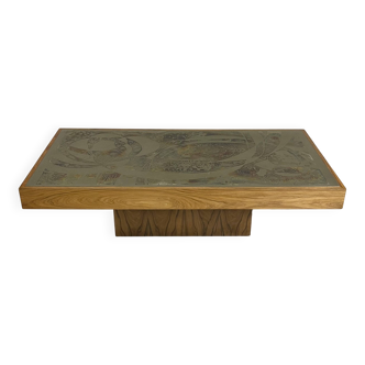 Large Etched Coffee Table by Bernhard Rohne, Germany 1960s
