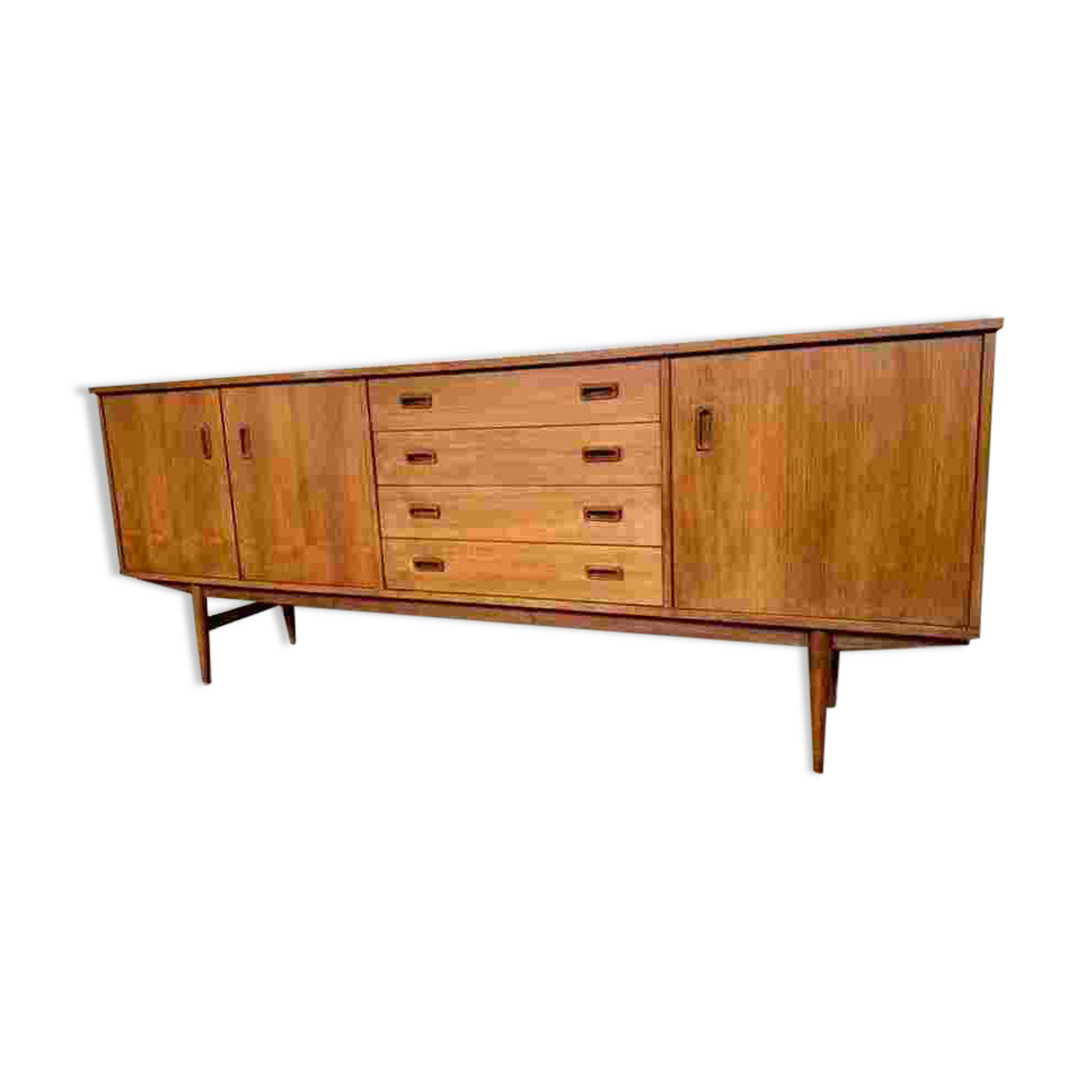 Teak sideboard 220 cm 3 doors 4 drawers 1960