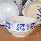 Salad bowl decorated stylized flowers "Saint Aubin" Digoin Sarreguemines