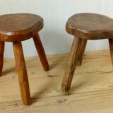 Pair of brutalist tripod stools