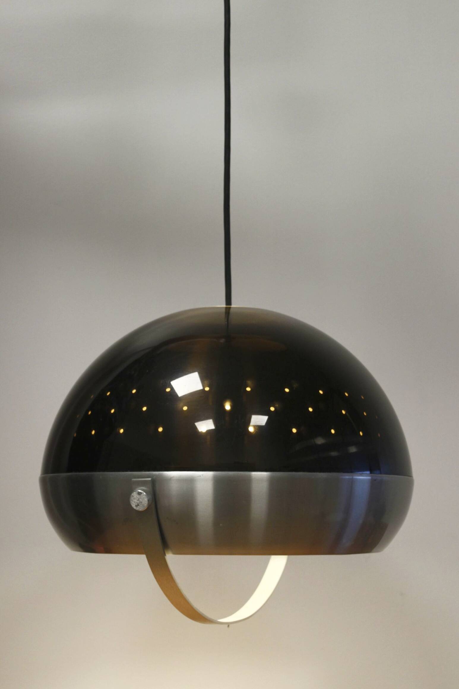 Space Age pendant chandelier smoked plexiglass & aluminum 1970s