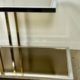 Belgo chrome tray / rolling table in chrome and gilded brass 70'S