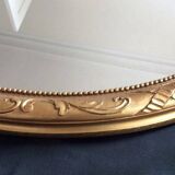 Large Baroque Mirror • Oval Arch • Carved Wood • Resin • 1950