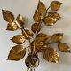 Large golden leaf wall lamp vintage design 70s