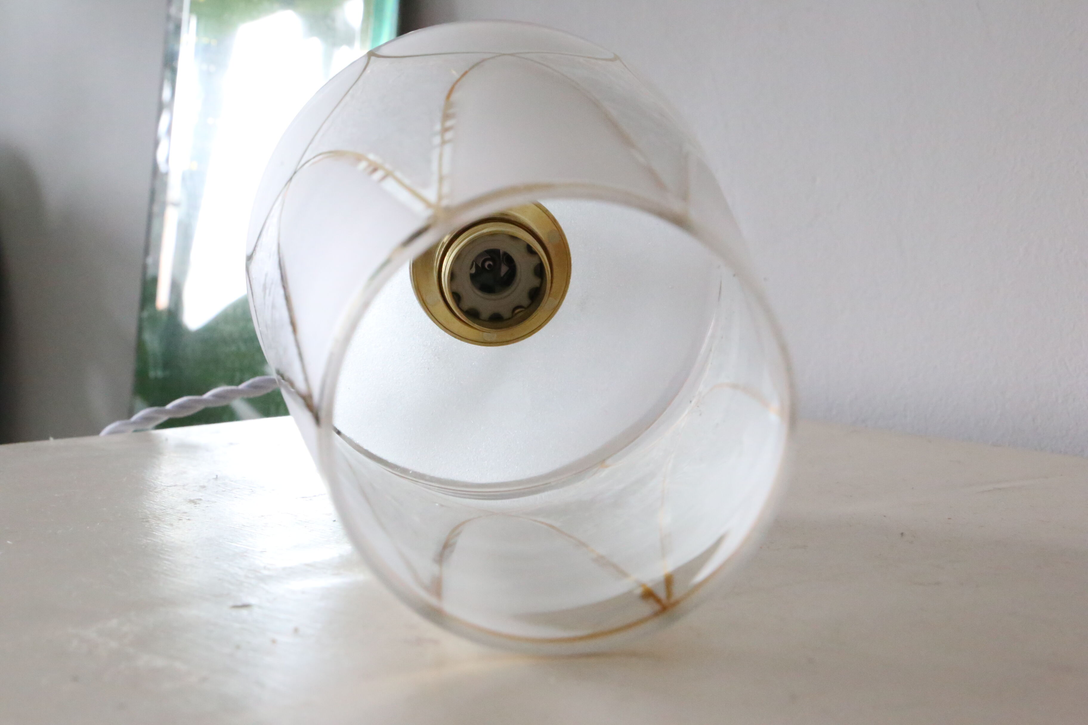 Frosted hanging lamp, vintage