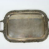 Plate with handle in silver metal