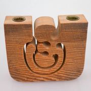 Scandinavian Modern Candle Holder in Wood by Gunnar Kanevad, Sweden, Organic Shape