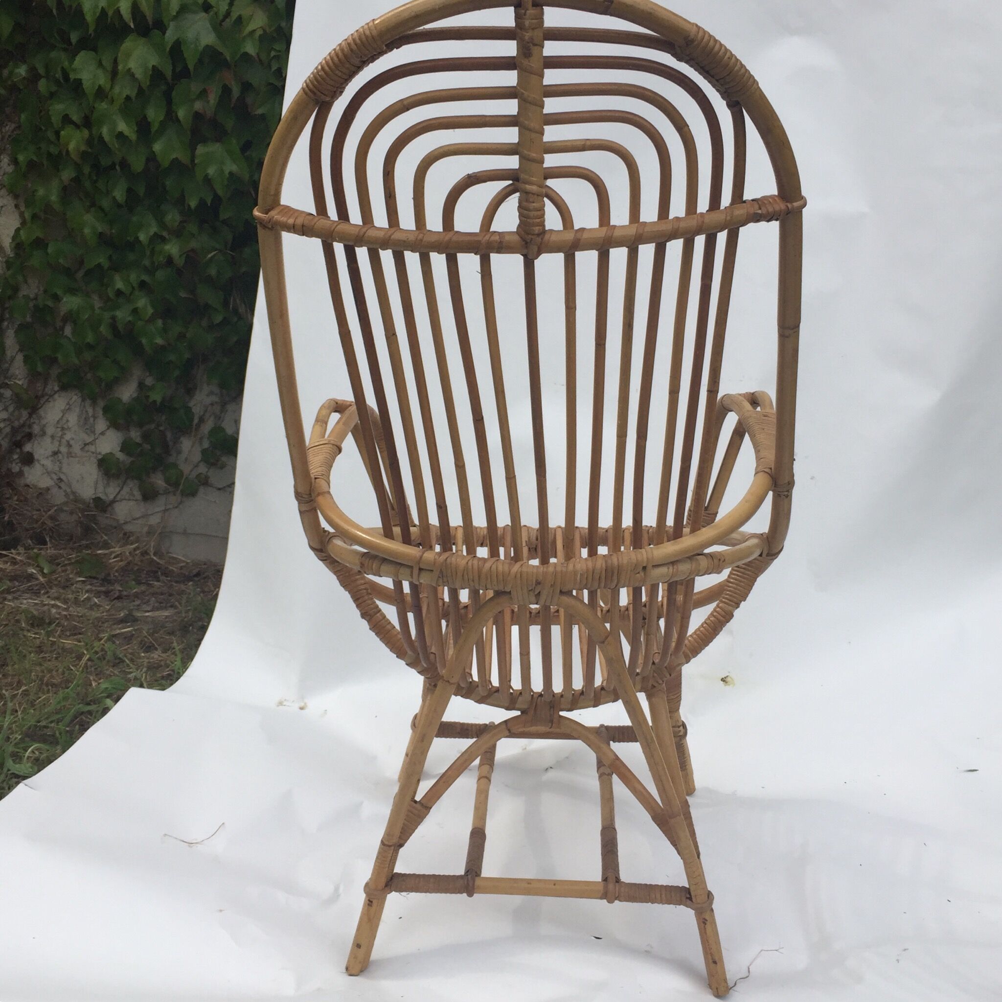 Pair of rattan armchairs