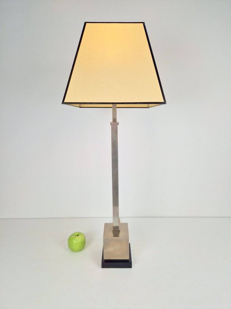 Lampe de table en argent vintage Empire, années 1970