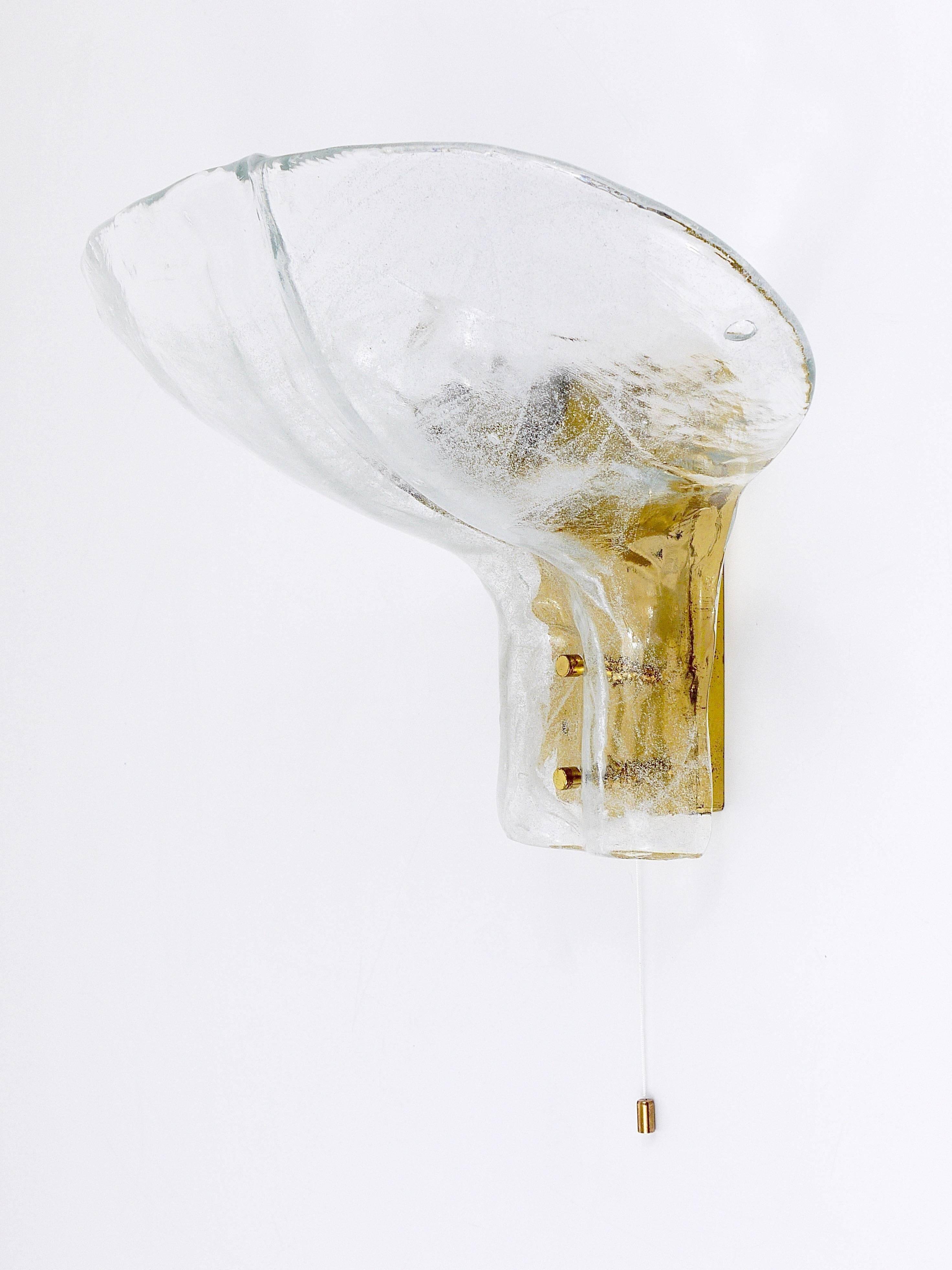 J.T. Kalmar enormous petal wall light in brass and blown glass, mid-century, Austria, 1970s