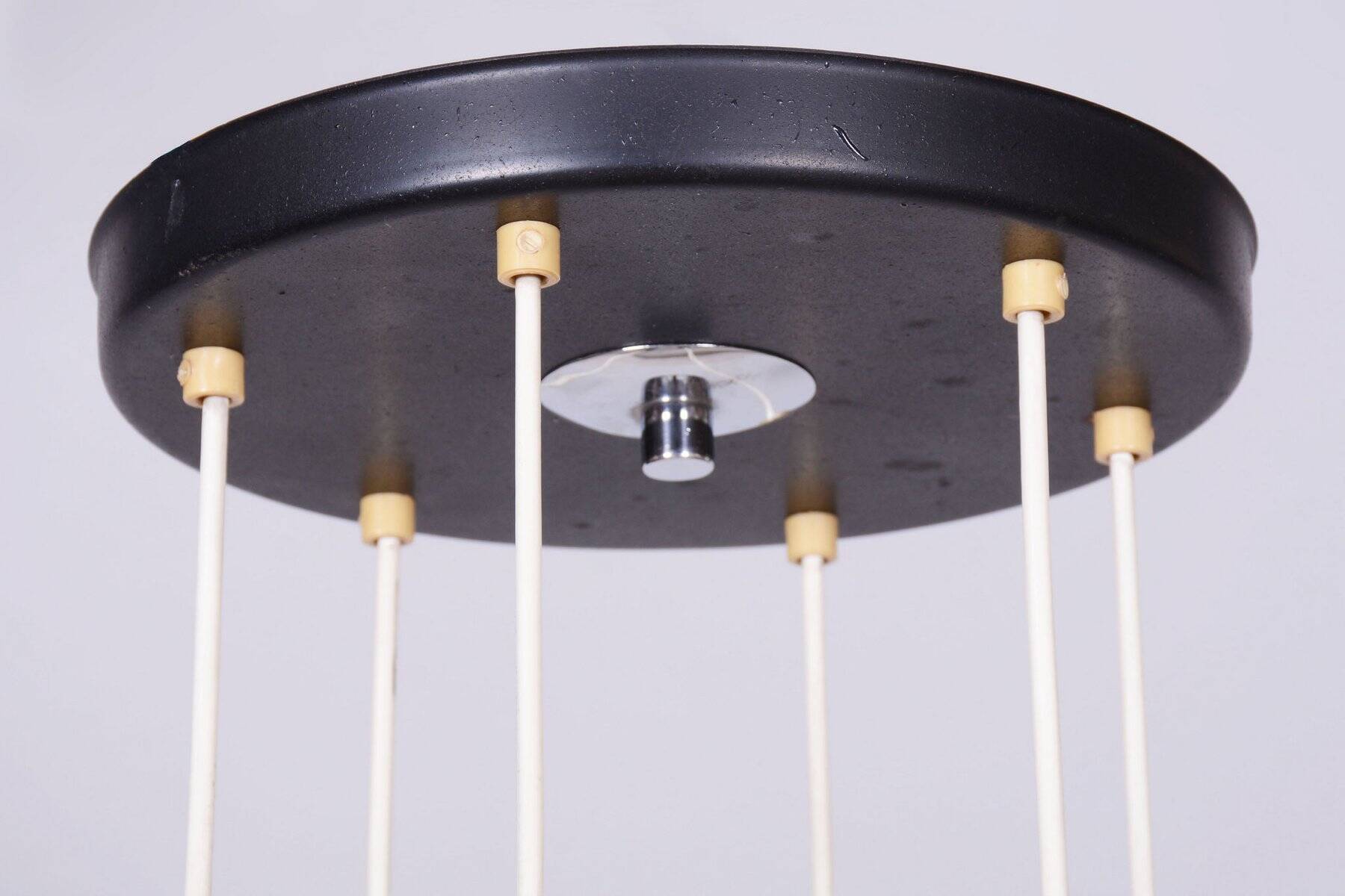 Mid-Century Chandelier in Steel by Elektroinstala Jílové, Czech, 1960s