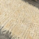 Tapis vintage en laine neutre beige ivoire 3x7, 112x223 cm SK 70381