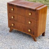 Chest of drawers of the 40s in walnut compass feet 3 drawers