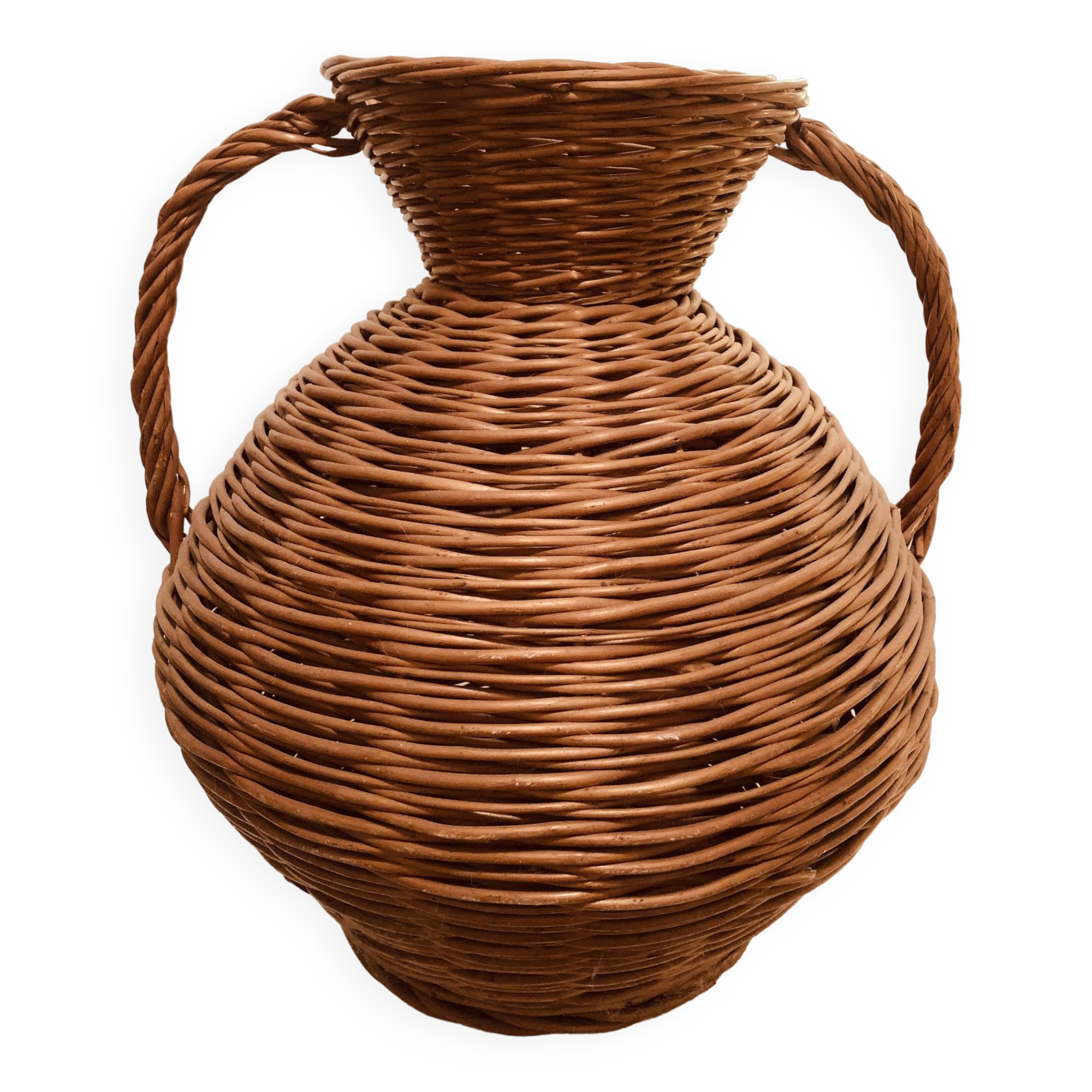 Large 50 cm wicker jar from the 60s and 70s