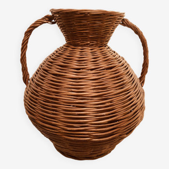 Large 50 cm wicker jar from the 60s and 70s