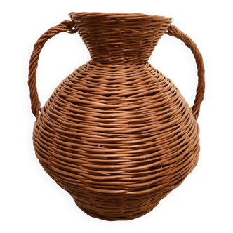 Large 50 cm wicker jar from the 60s and 70s