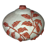Large vase with relief plant decoration, raw art.