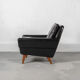 Mid Century Black Leather and Teak Scandinavian Armchair, Denmark, circa 1970