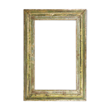 Grand miroir en bois massif patiné