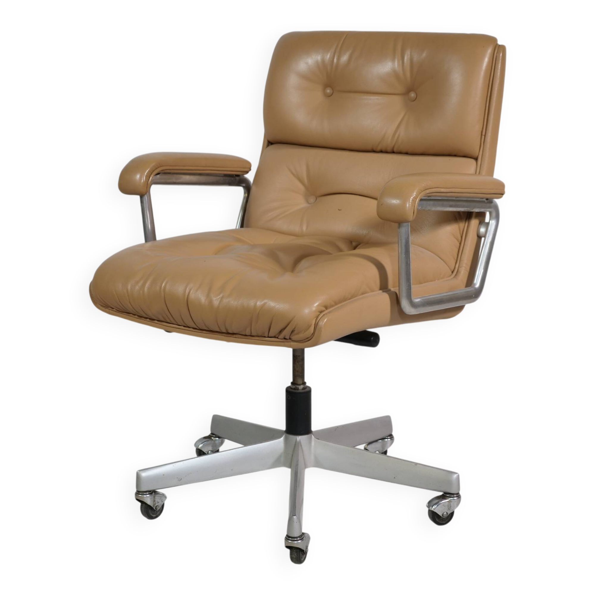 Modern leather office chair with chrome base, 1970s.