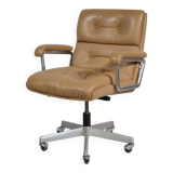 Modern leather office chair with chrome base, 1970s.