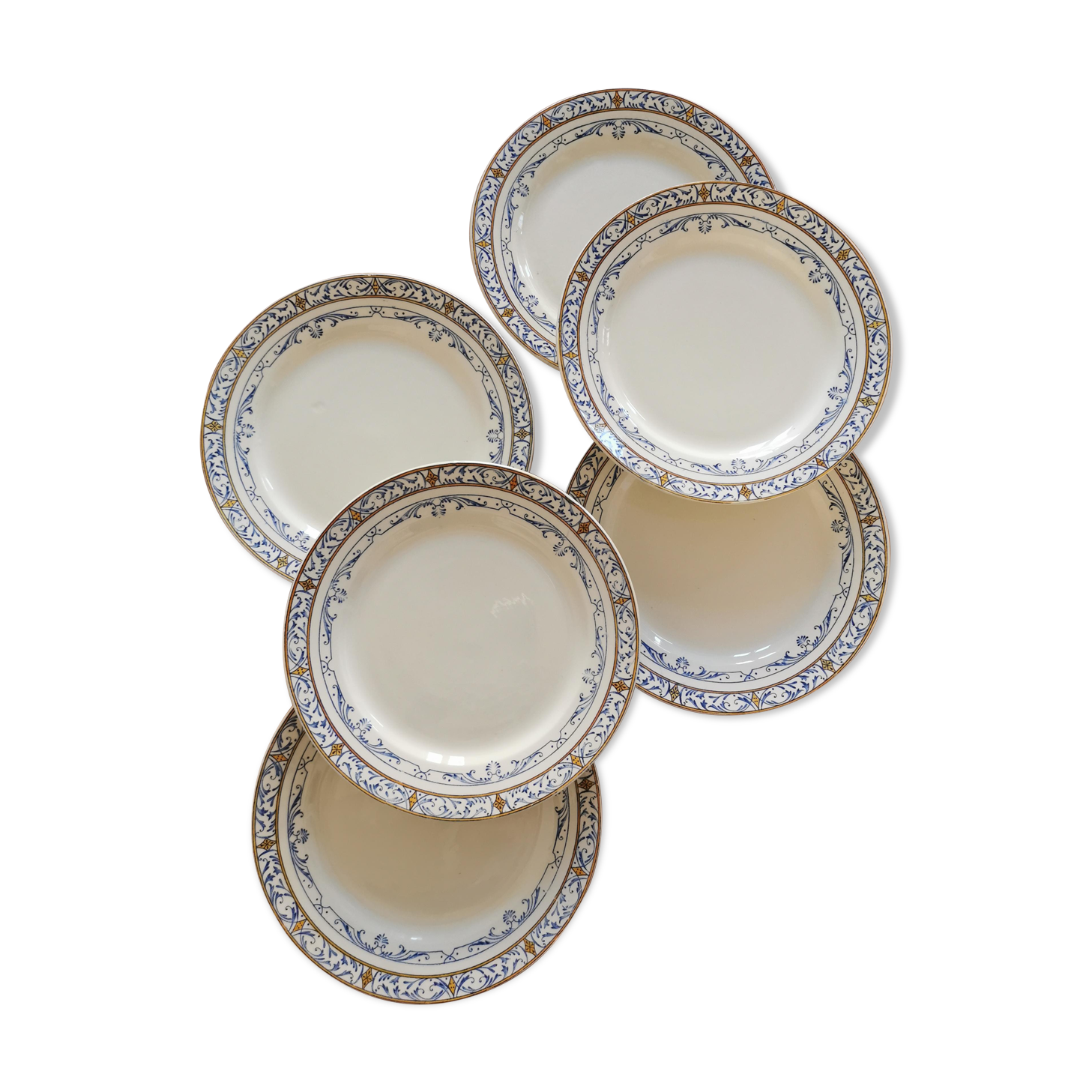 Set of 6 Plate in White Earthenware