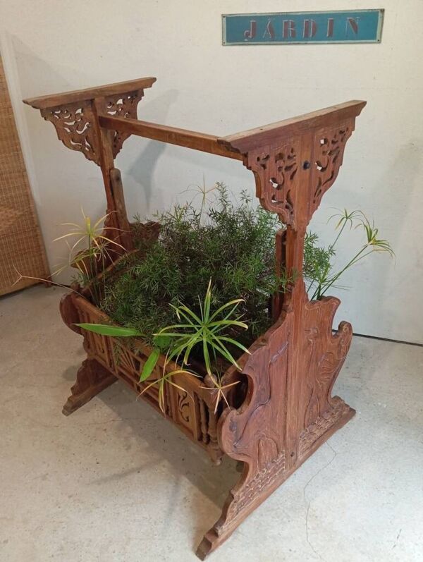 Berceau balancelle teck massif sculpté