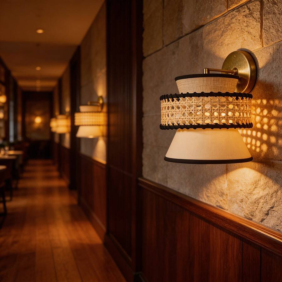 Rattan Fabric Handmade Wall Lamp, 25x25Cm