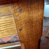 Solid oak table and its 2 benches