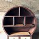 Vintage round cabinet in rattan and acacia