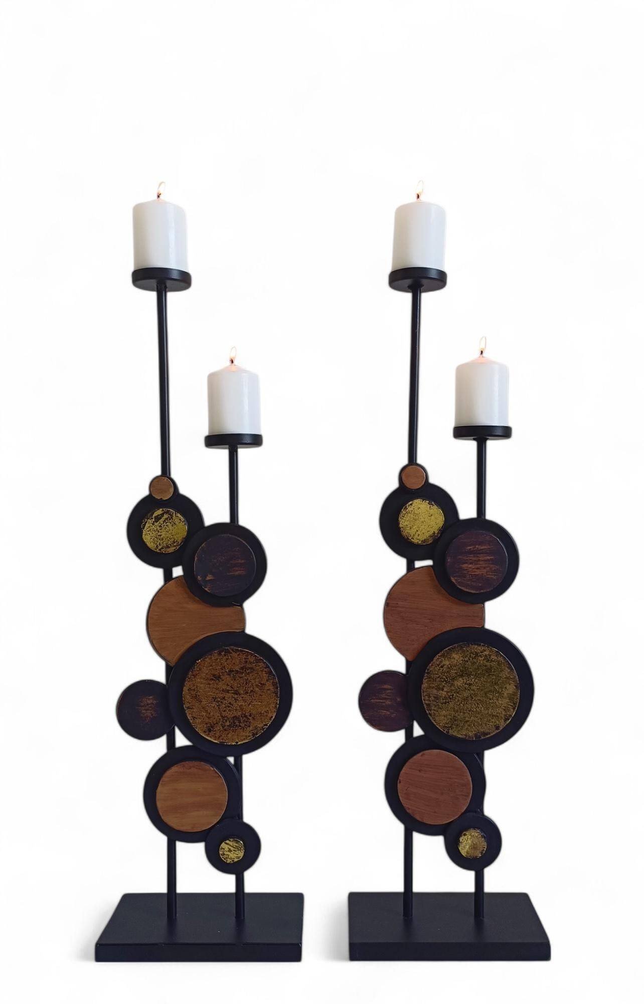 Large Mid-Century Italian Wrought Iron Candelabra, Psychedelic Design, 1970s