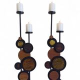 Large Mid-Century Italian Wrought Iron Candelabra, Psychedelic Design, 1970s