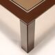 Vintage coffee table from the 1970s-80s in enamelled metal and smoked glass.