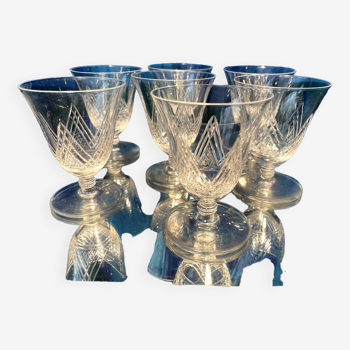 SET OF 7 ST LOUIS CRYSTAL LIQUEUR GLASSES ART DECO VOSGES MODEL