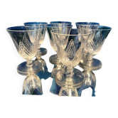Suite de 7 verres à liqueur en cristal St Louis modèle Art Déco Vosges