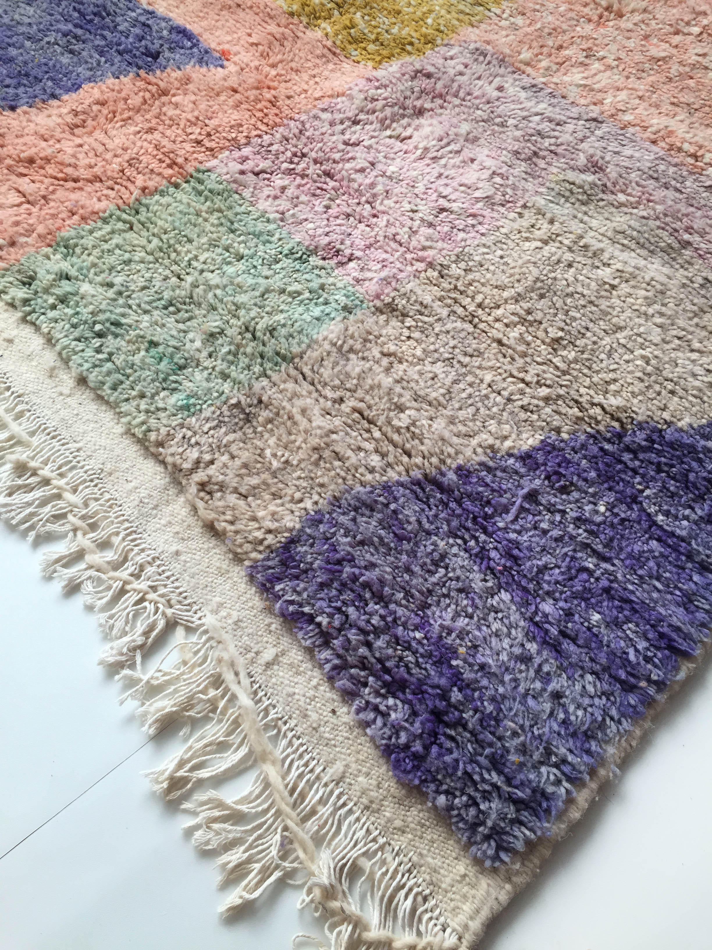 Moroccan Berber carpet Boujaad with colorful flats 243x140cm