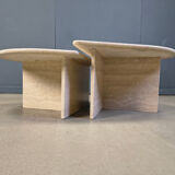 Pair of vintage travertine coffee tables or side tables, 1970s