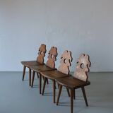 Alpine carved pine dining table set | 1950s