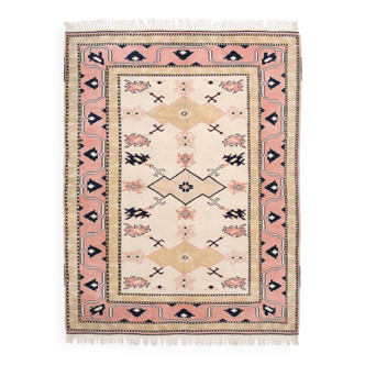 Pink & Navy Blue Vintage Persian Rug, 186x247Cm