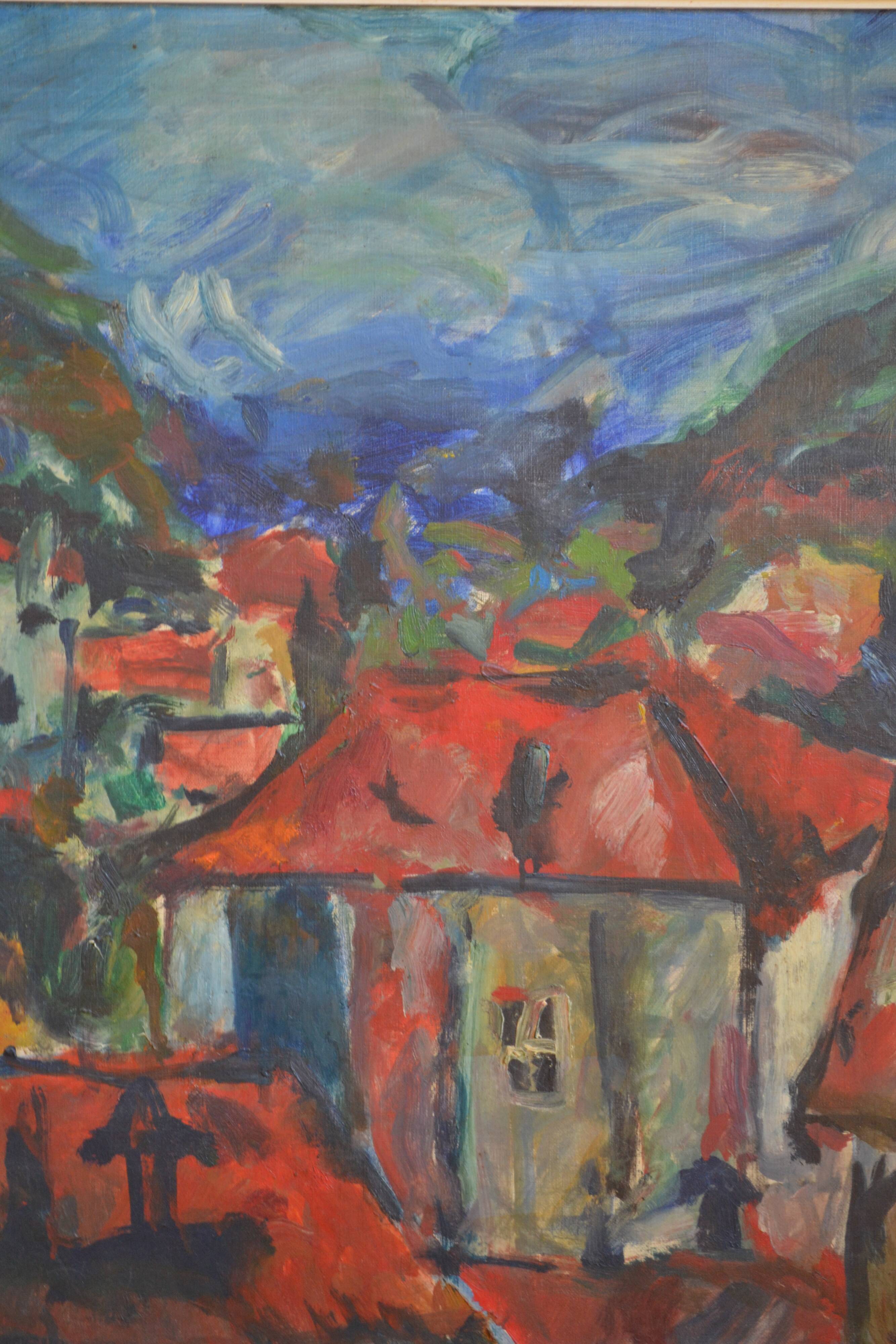 Georges Mathieu Yassef (1943-2024) landscape painting HST