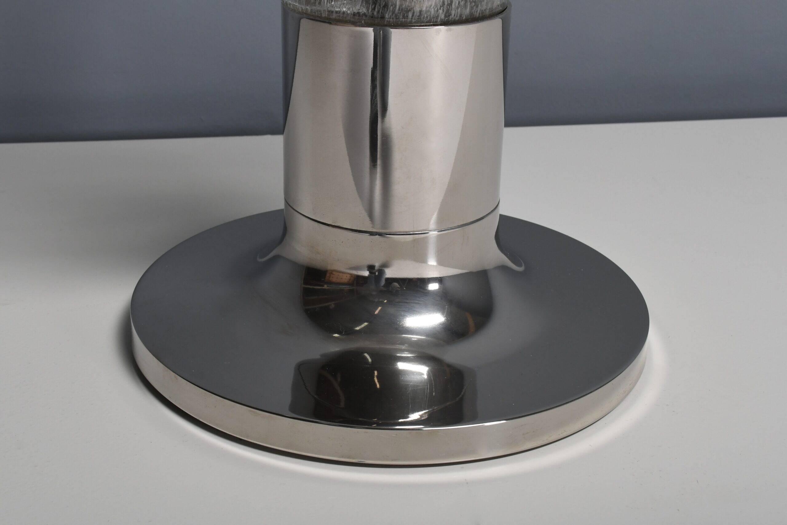 Large chrome and glass table lamp Temde, Switzerland, 1960s