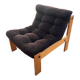 Vintage velvet and pine armchair 1970
