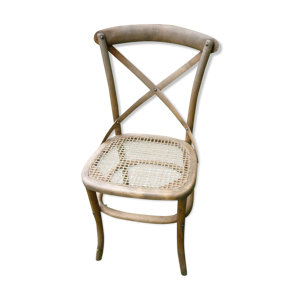chaise bistrot croisillon et assise tressée en fil de jute
